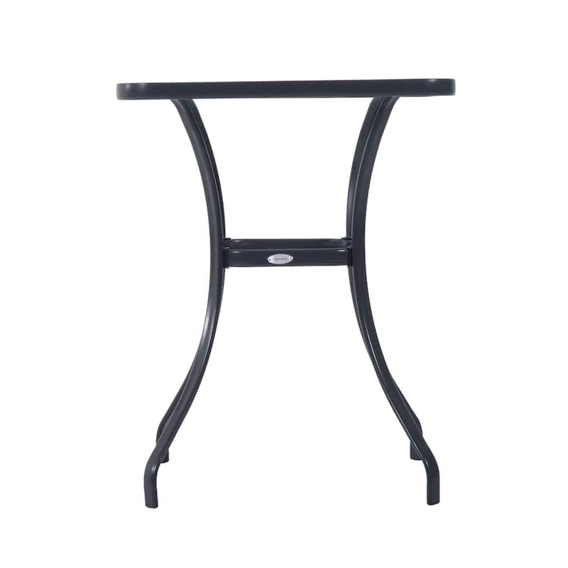 Outsunny 34" Outdoor Glass Top Bistro Table - Black