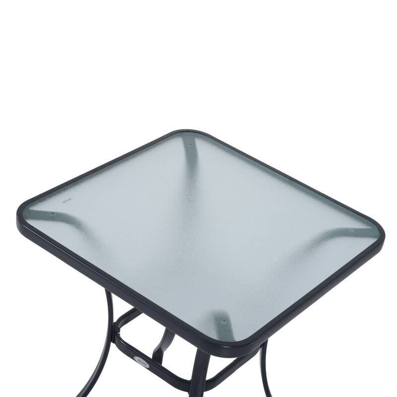 Outsunny 34" Outdoor Glass Top Bistro Table - Black