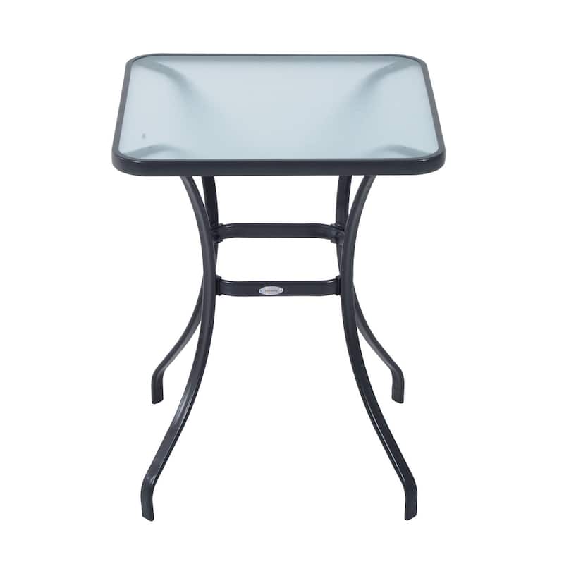 Outsunny 34" Outdoor Glass Top Bistro Table - Black