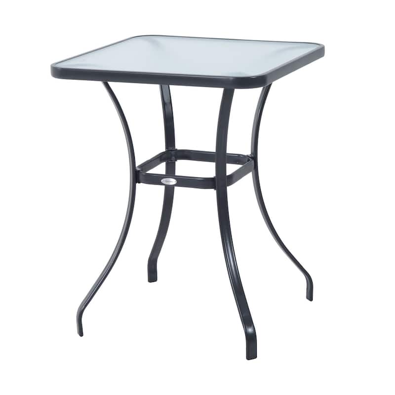 Outsunny 34" Outdoor Glass Top Bistro Table - Black