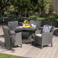 Cypress Outdoor 5-piece Square Wicker Dining Set with Cushions by Christopher Knight Home