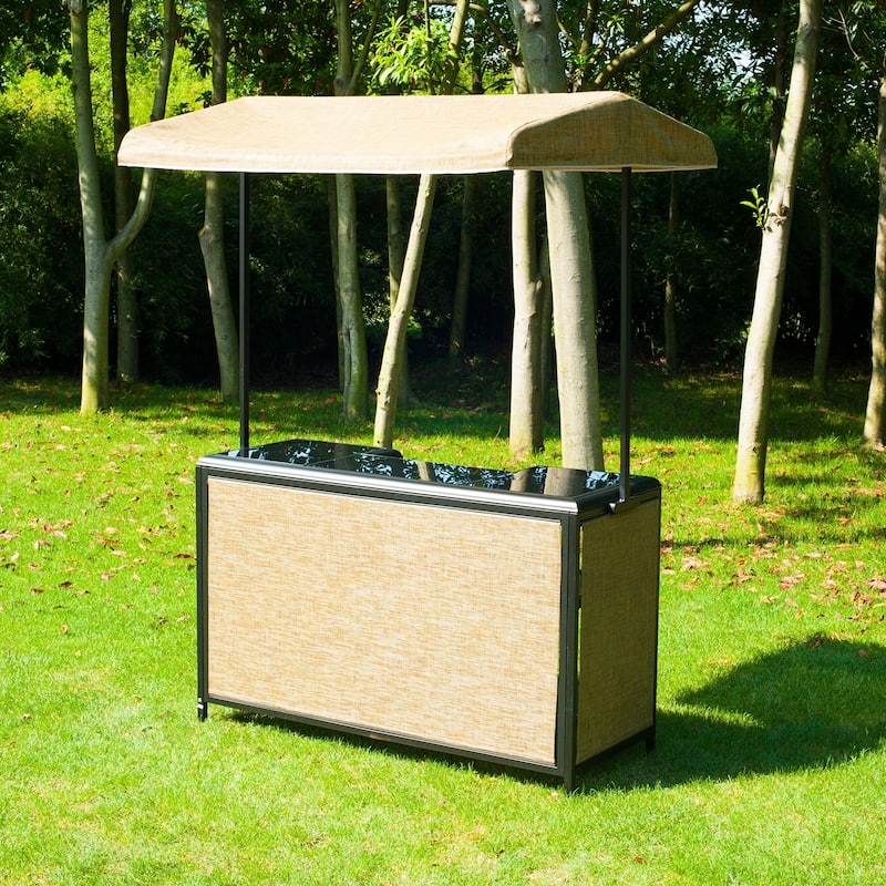 Outsunny 3 Piece Outdoor Mesh Cloth Canopy Bar Set - Table & Two Chairs