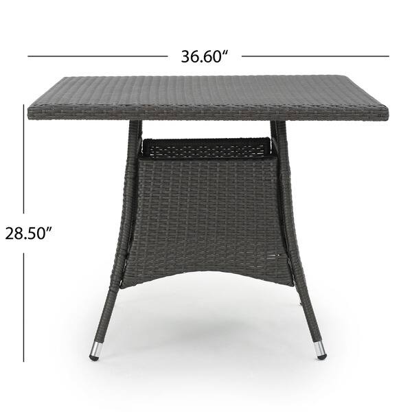 dimension image slide 0 of 2, Franco Outdoor 5-piece Square Wicker Dining Set with Cushions by Christopher Knight Home