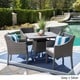 preview thumbnail 2 of 14, Franco Outdoor 5-piece Square Wicker Dining Set with Cushions by Christopher Knight Home Grey