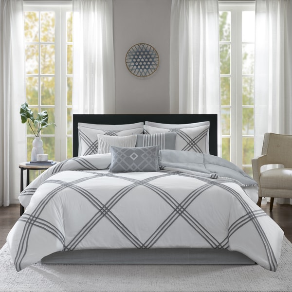 Madison Park Syracuse White 7-piece Cotton Percale Comforter Set