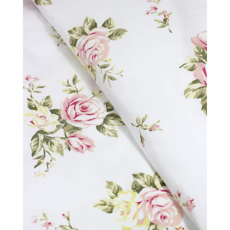 Printed Design Cotton Collection 400 Thread Count Rose Bouquet Embroidered Duvet Set