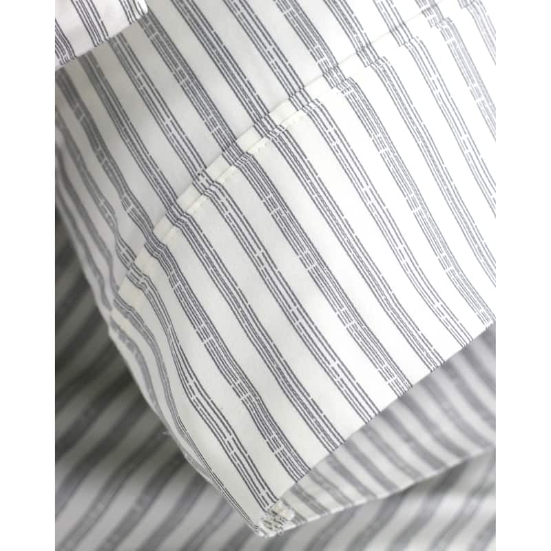 Printed Cotton 400 Thread Count Grey Broken Stripe Bed Sheet Set