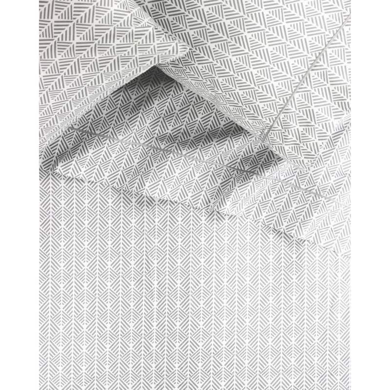 Cotton 400 Thread Count Grey Arrow Embroidered Sheet Set
