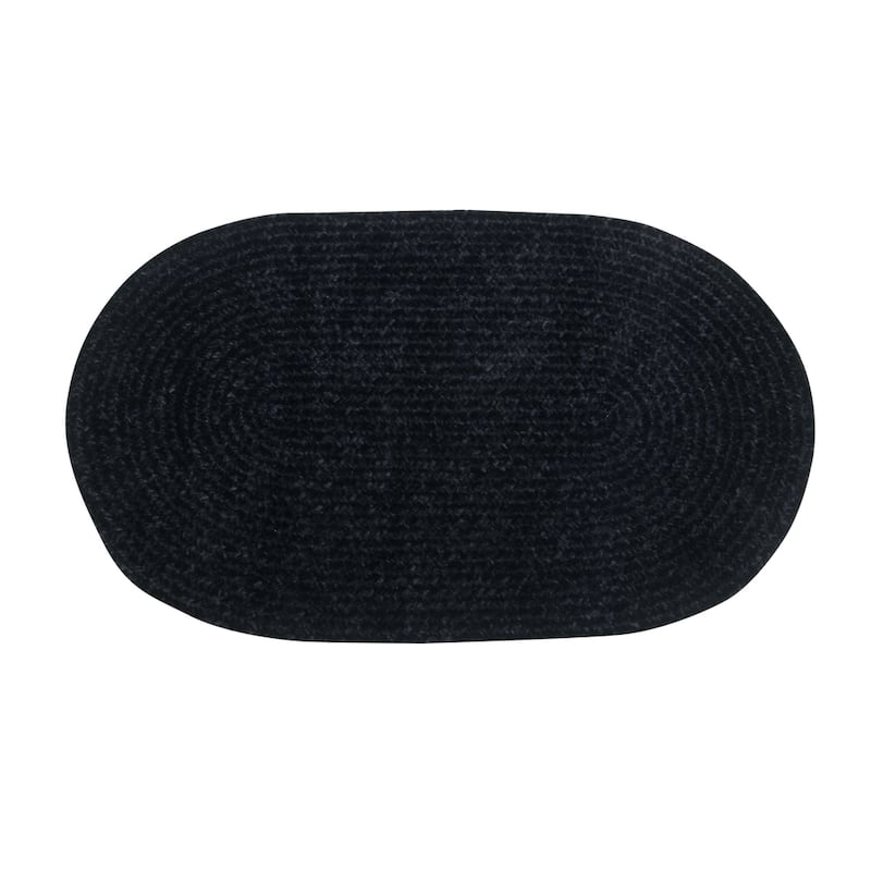 Better Trends Chenille Solid & Tweed Braid Collection is Durable and Stain Resistant Reversible Indoor Area Utility Rug - Black - 22" x 40" Oval