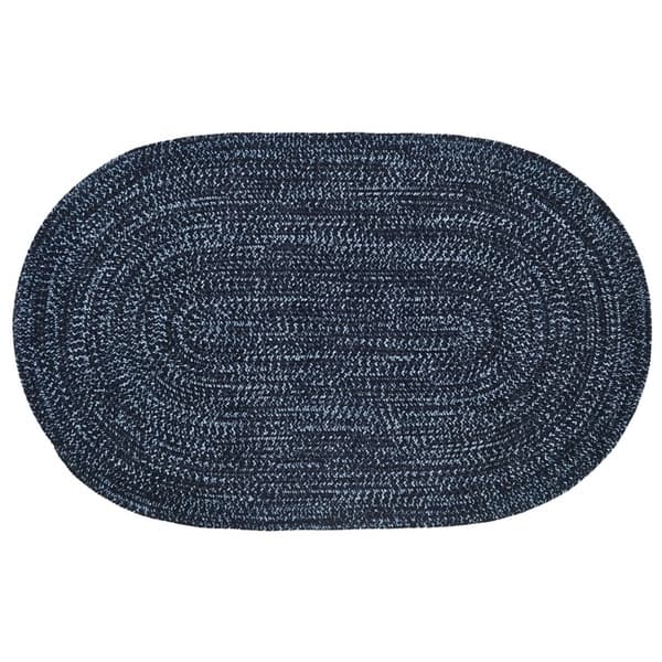 Better Trends Chenille Solid & Tweed Braid Collection is Durable and Stain Resistant Reversible Indoor Area Utility Rug - Navy & Smoke Blue - 22" x 40" Oval