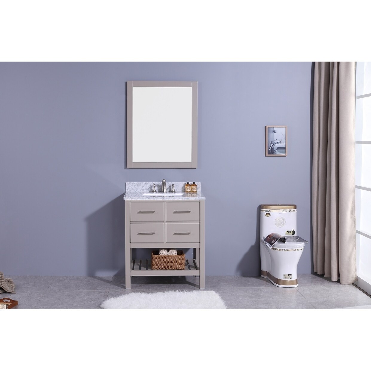 Legion Furniture 31 Inbathroom Vanity In Warm Gray With Marble Top And Mirror Overstock 18113208 Legion Furniture 31 Inbathroom Vanity In Warm Gray With Marble Top And Mirror Overstock 18113208