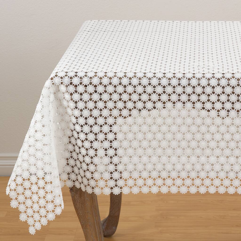 Open Embroidered Floral Table Topper