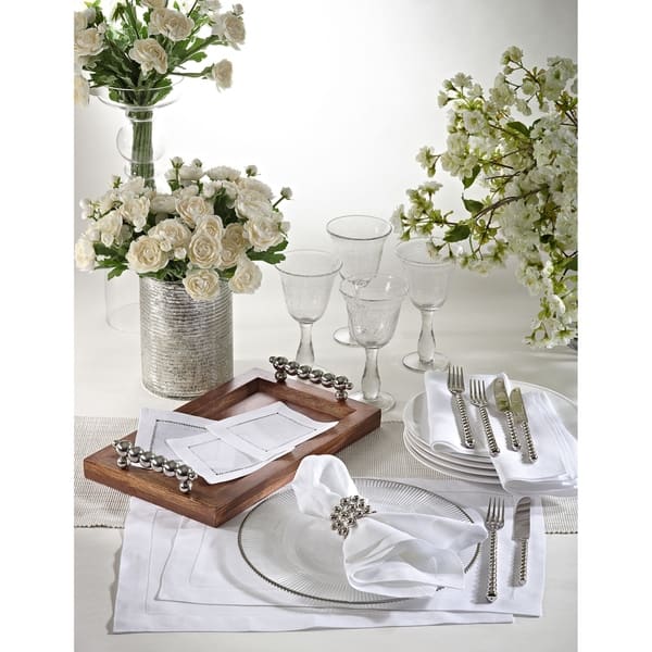 slide 1 of 3, Hemstitched Linen Cocktail Napkin (Set of 4)