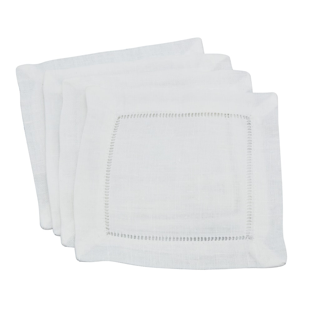 Hemstitched Linen Cocktail Napkin (Set of 4)