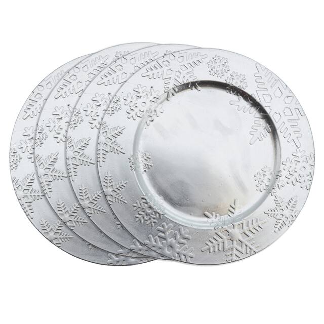 Embossed Winter Snowflake Design Charger Plate - set of 4 pcs