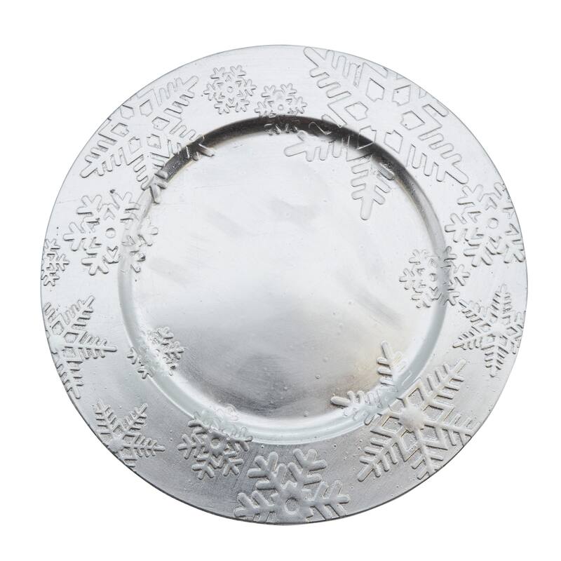 Embossed Winter Snowflake Design Charger Plate - set of 4 pcs