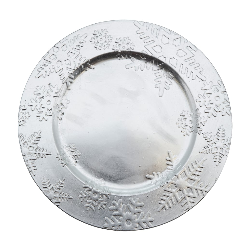 Embossed Winter Snowflake Design Charger Plate - set of 4 pcs
