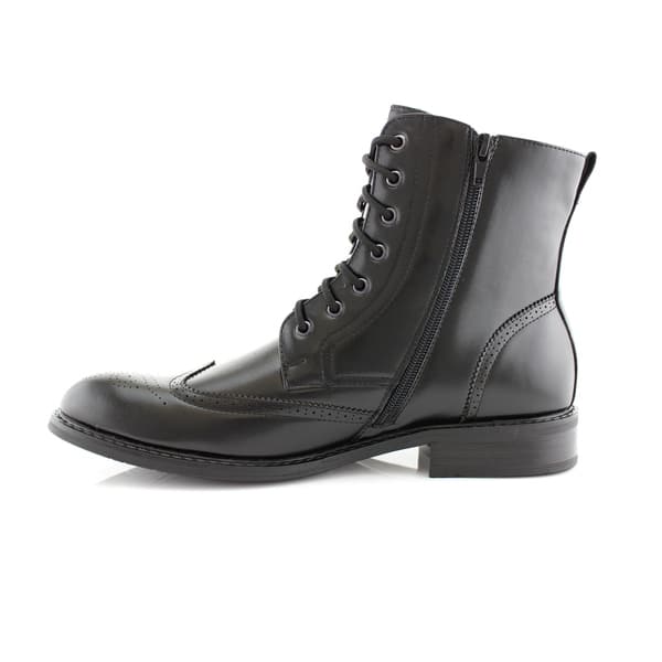 aldo black dress boots Ferro Aldo Reyes Mfa606332 Mens Memory Foam Casual High Western Buckle Strap Ankle Dress Boots, in Black, Men's Size 8