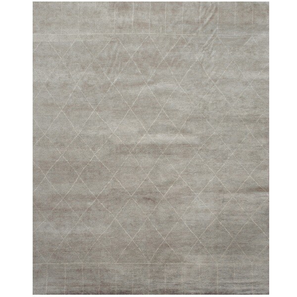 Handmade Herat Oriental Indo Hand-knotted Moroccan Wool Area Rug - 8' x 10'