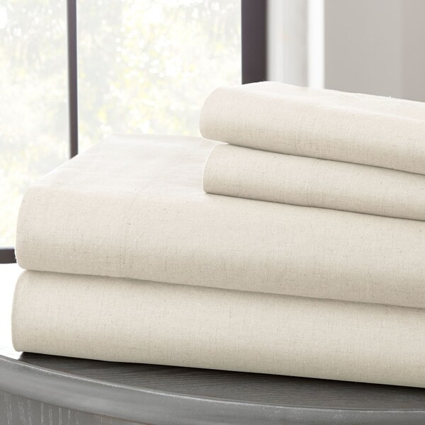 Amrapur Overseas Linen Cotton Blend 4 Piece Sheet Set On Amrapur Overseas Linen Cotton Blend 4 Piece Sheet Set