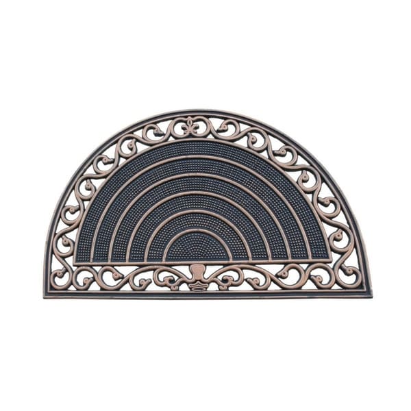 A1HC First Impression Half Round Grill Border 18 In. X 30 In. 100% Rubber Multi Utility Doormat with Bronze Finish.