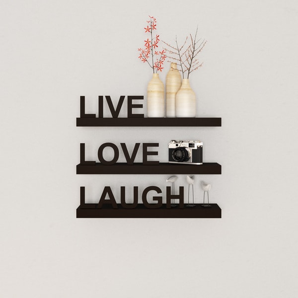 Porch & Den William Laminate 'Live, Love, Laugh' Inspirational Wall Shelves (Set of 3)