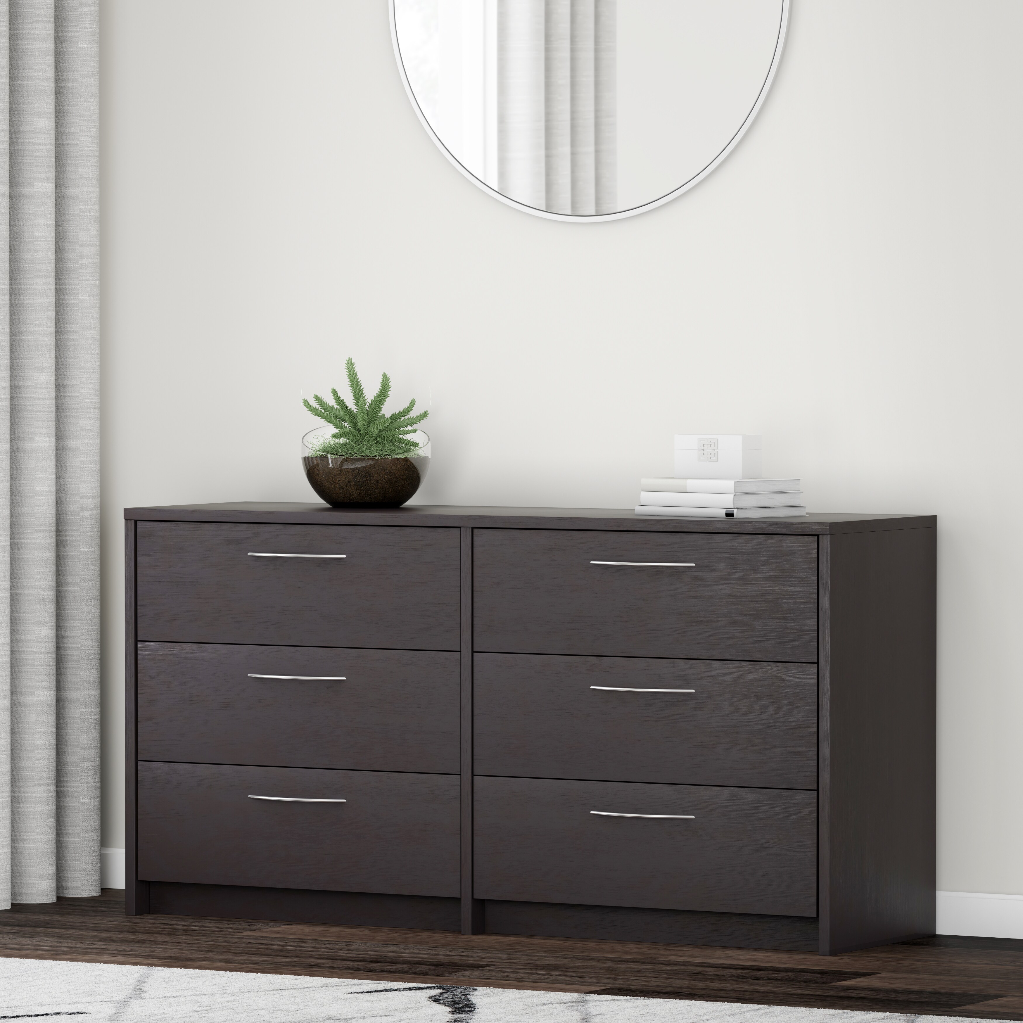 Shop 6 Drawer Dresser With Brushed Nickel Hardware Overstock