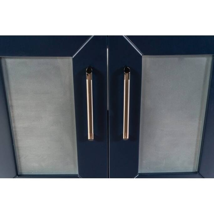 Newport Collection 36 inches in Navy w/ Carrara Marble Top and High Gloss Ceramic Basin