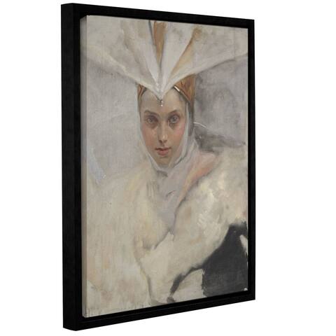 Edwin Austin Abbey's Woman with osprey headdress and white fur collar, Gallery Wrapped Floater-framed Canvas