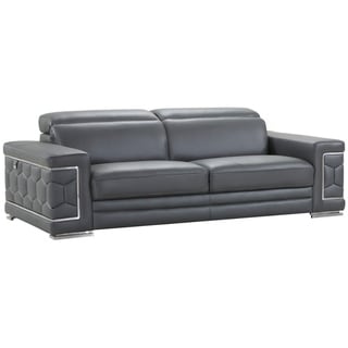 DivanItalia Ferrara Luxury Italian Leather Upholstered Living Room Sofa