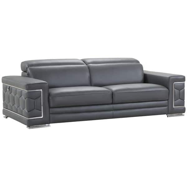 slide 2 of 9, DivanItalia Ferrara Luxury Italian Leather Upholstered Living Room Sofa