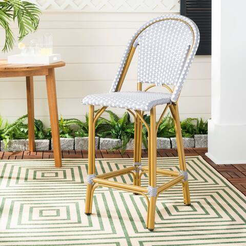 French Country Patio Furniture Find Great Outdoor Seating Dining Safavieh Gresley Indoor Outdoor Stacking Grey White French Bistro 26 Inch Counter Stool
