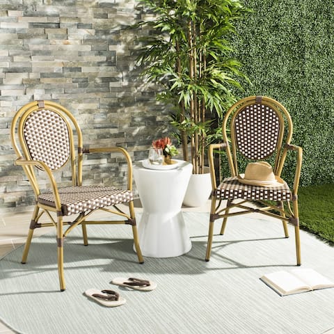 Rattan French Country Patio Furniture Find Great Outdoor Seating Safavieh Rosen French Bistro Stacking Browny White Arm Chair Set Of 2