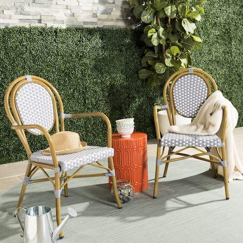 White French Country Outdoor Sofas Chairs Sectionals Online Safavieh Rosen French Bistro Stacking Grey White Arm Chair Set Of 2