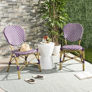Purple Patio Furniture Find Great Outdoor Seating Dining Deals Safavieh Lisbeth French Bistro Stacking Purple White Side Chair Set Of 2