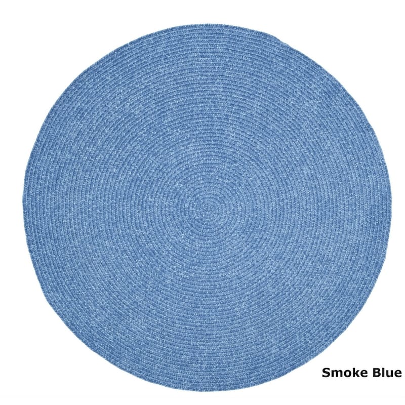 Better Trends Chenille Solid & Tweed Braid Collection is Durable and Stain Resistant Reversible Indoor Area Utility Rug - Smoke Blue - 96" Round
