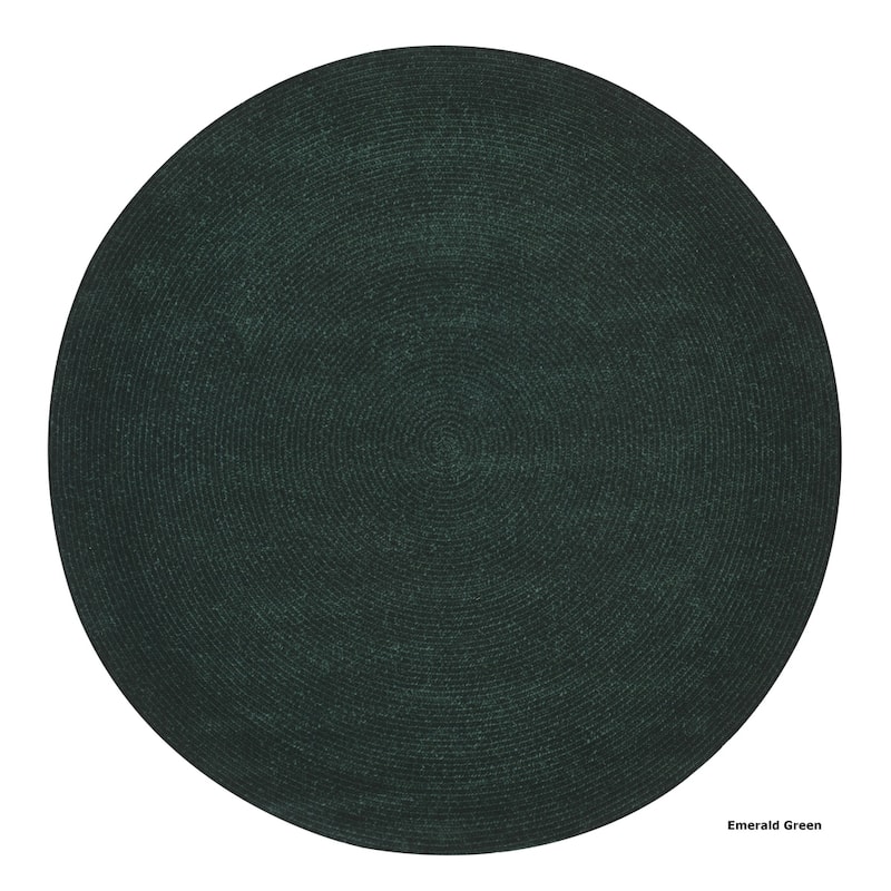 Better Trends Chenille Solid & Tweed Braid Collection is Durable and Stain Resistant Reversible Indoor Area Utility Rug - Emerald Green - 96" Round