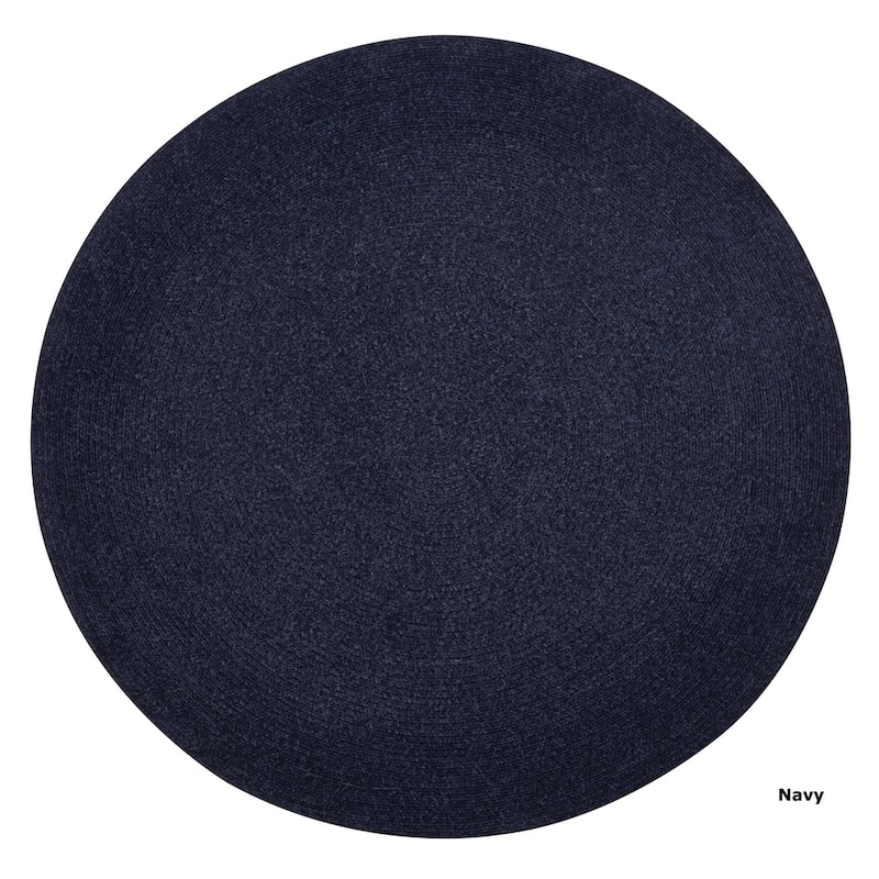 Better Trends Chenille Solid & Tweed Braid Collection is Durable and Stain Resistant Reversible Indoor Area Utility Rug - Navy - 96" Round