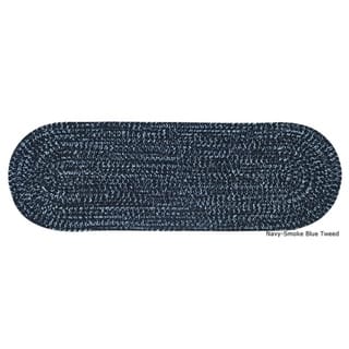 Better Trends Chenille Solid & Tweed Braid Collection is Durable and Stain Resistant Reversible Indoor Area Utility Rug - Navy & Smoke Blue - 24" x 108" Runner