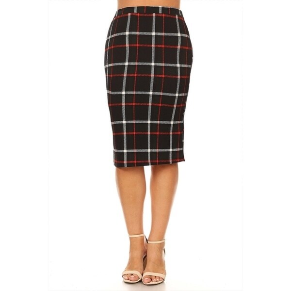 Shop Women's Plus Size Black Red Plaid Pencil Skirt Overstock 18119547