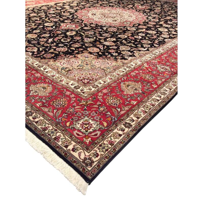 Pasargad Home Baku Hand-Knotted Silk & Wool Black Area Rug - 9'10'' X 13' 6''