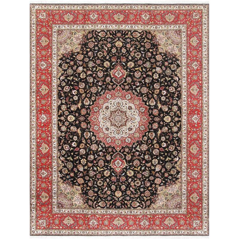 Pasargad Home Baku Hand-Knotted Silk & Wool Black Area Rug - 9'10'' X 13' 6''