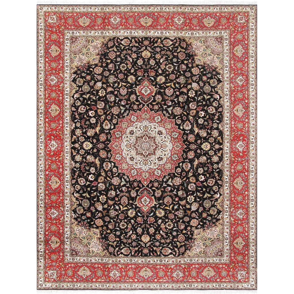 Pasargad Home Baku Hand-Knotted Silk & Wool Black Area Rug - 9'10'' X 13' 6''