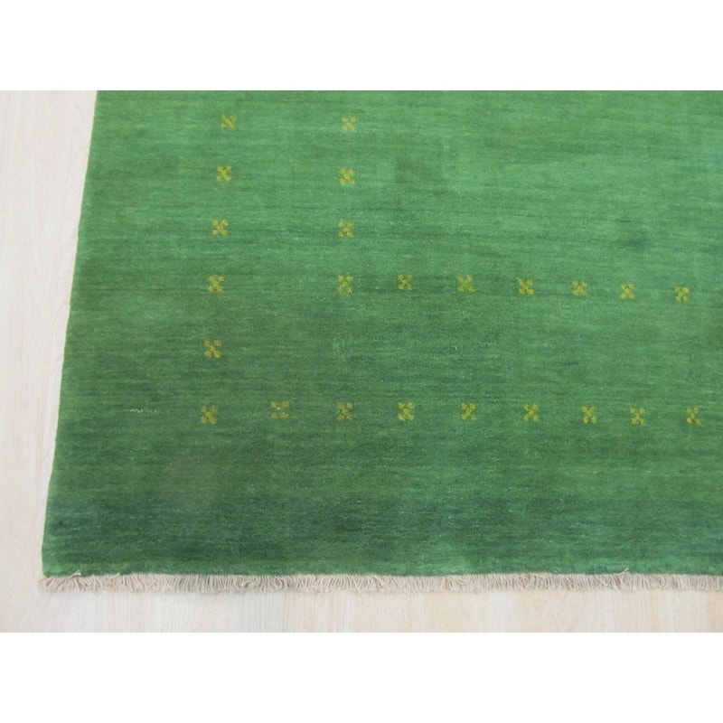 Handmade Wool Green Traditional Solid Lori Baft Rug