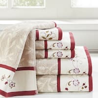 Madison Park Belle Red Embroidered Cotton Jacquard 6-piece Towel Set
