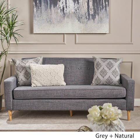 Grey Sofas Couches Online At Our Best Living Room Sawyer Mid Century Modern 3 Seater Fabric Sofa By Christopher Knight Home