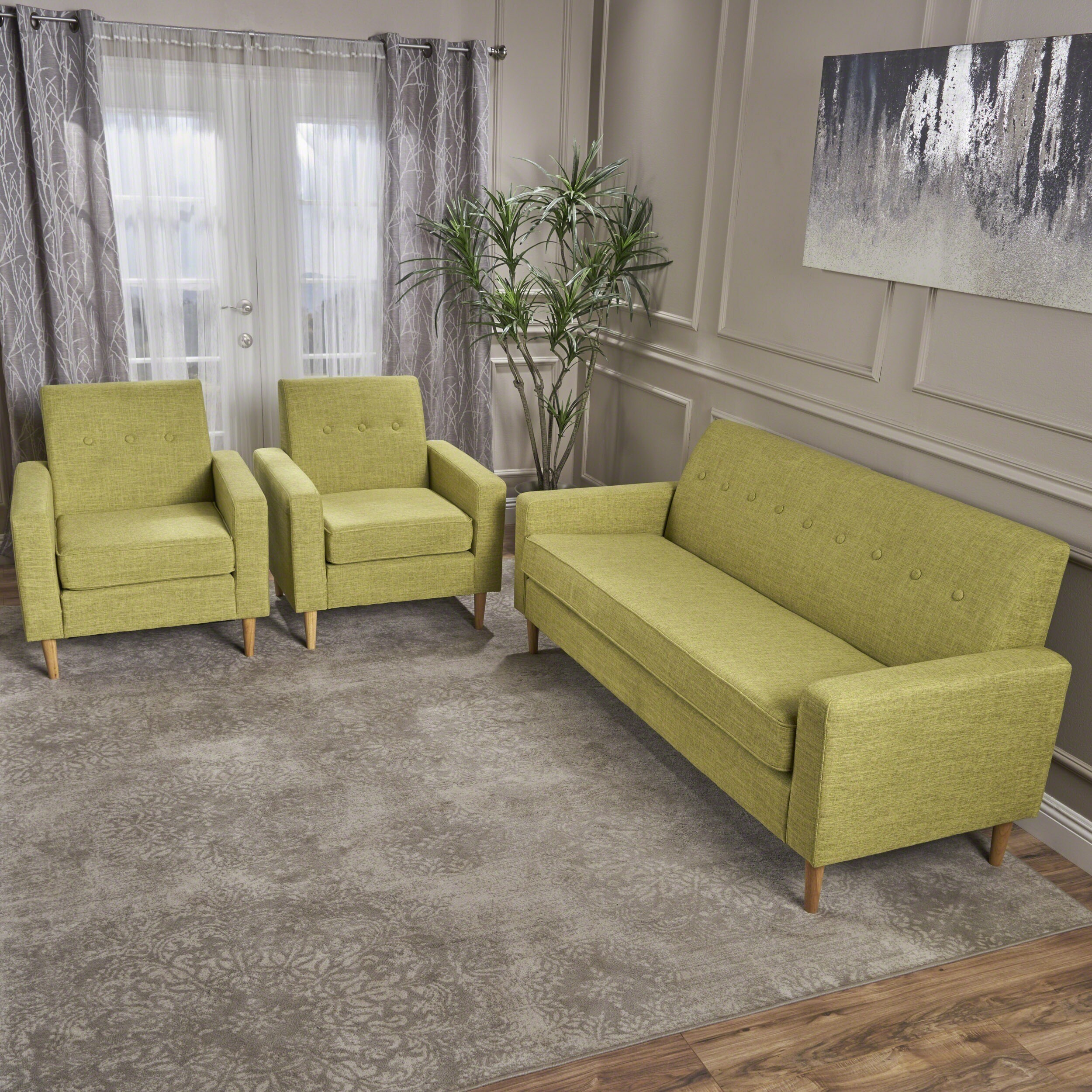 Sawyer Mid century 3 pc. Sofa Set by Christopher Knight Home