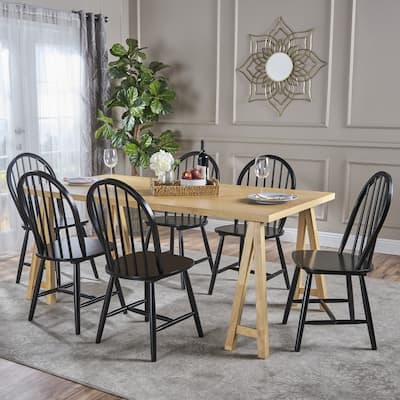 Ansley Farmhouse Cottage 7-piece Wood Dining Set by Christopher Knight Home