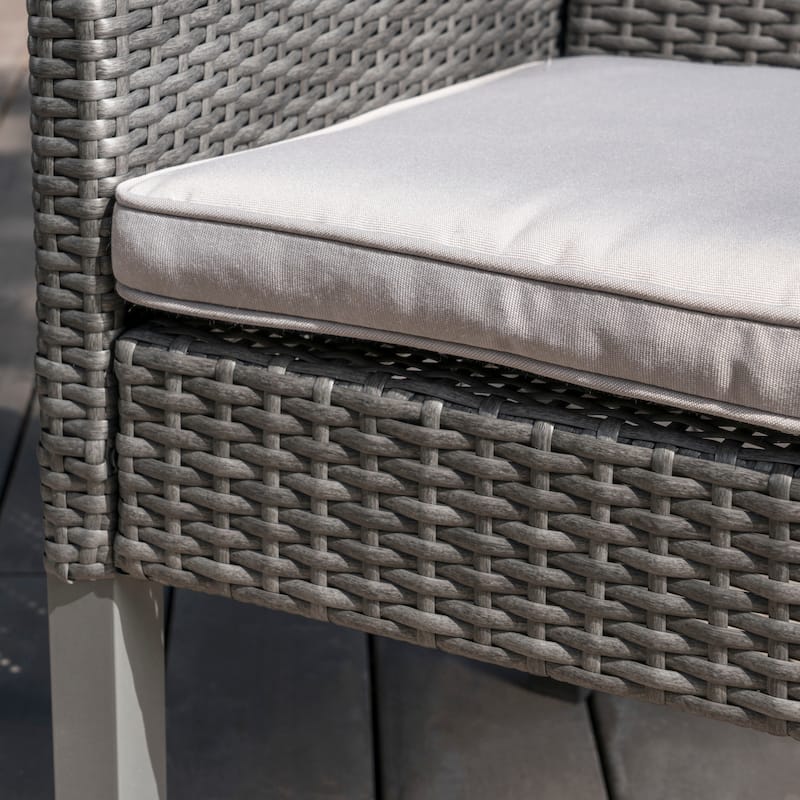 Alameda Outdoor 9-piece Rectangular Wicker Dining Set with Cushions by Christopher Knight Home - N/A