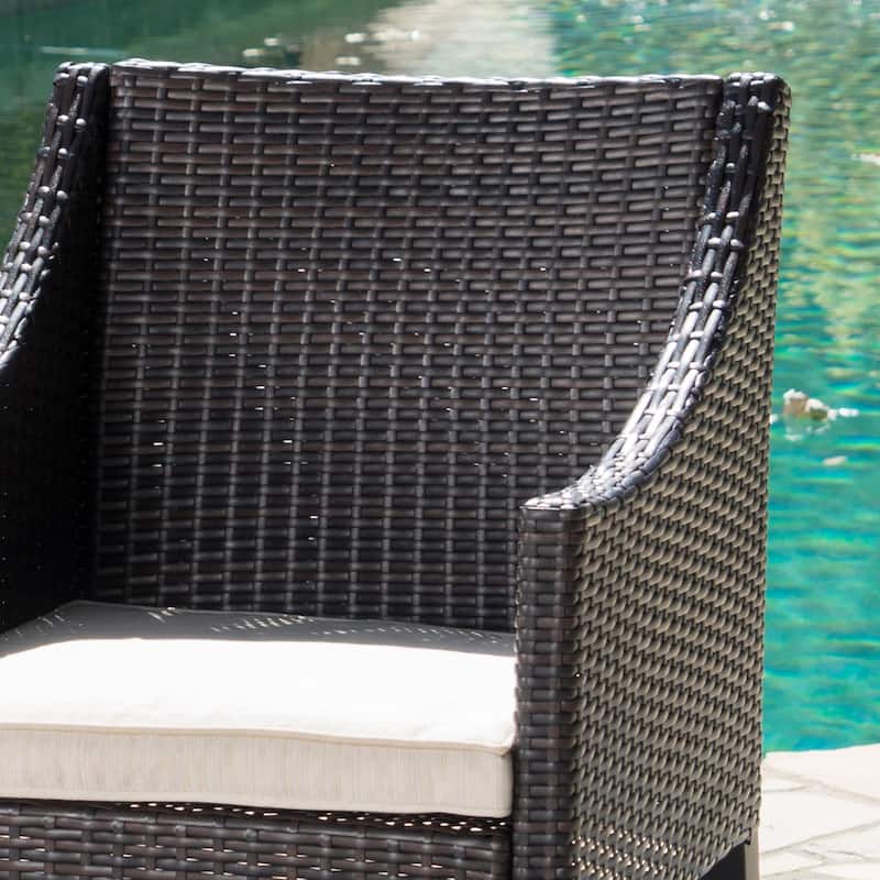 Alameda Outdoor 9-piece Rectangular Wicker Dining Set with Cushions by Christopher Knight Home - N/A